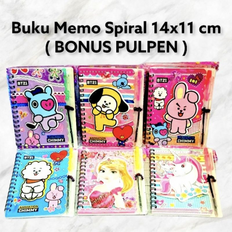 

Buku Memo Catatan Spiral BTS BT21 Bonus Pulpen