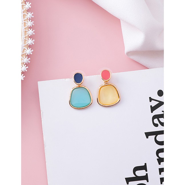 LRC Anting Tusuk Fashion (irregular Round Piece) 925 Silver Needle Drip Transparent Earrings F4872X