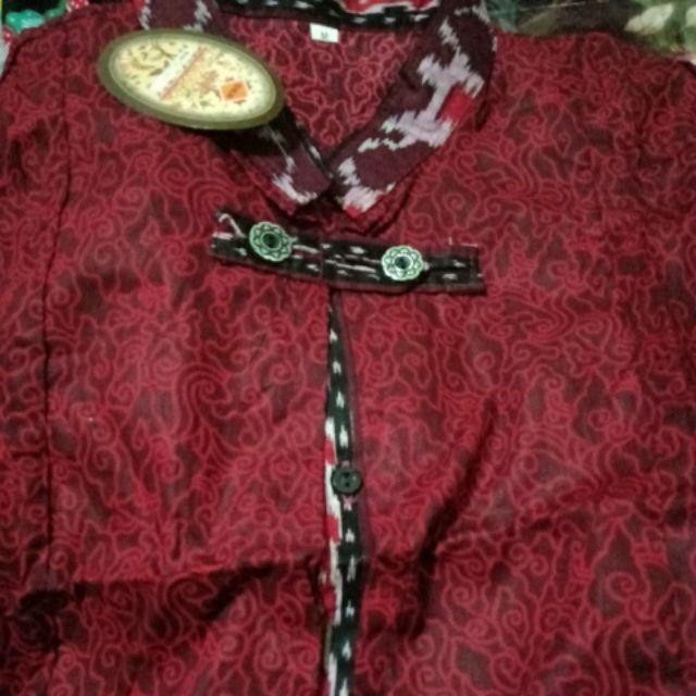 Hem Blus Batik Mega Merah Terviral Di Shopee No Kw Ready Seragam 647fyeyhe