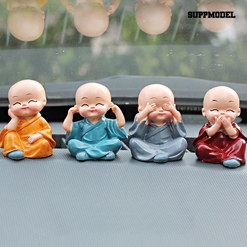 4 Pcs Miniatur Kartun Biksu Lucu Untuk Dekorasi Rumah / Mobil