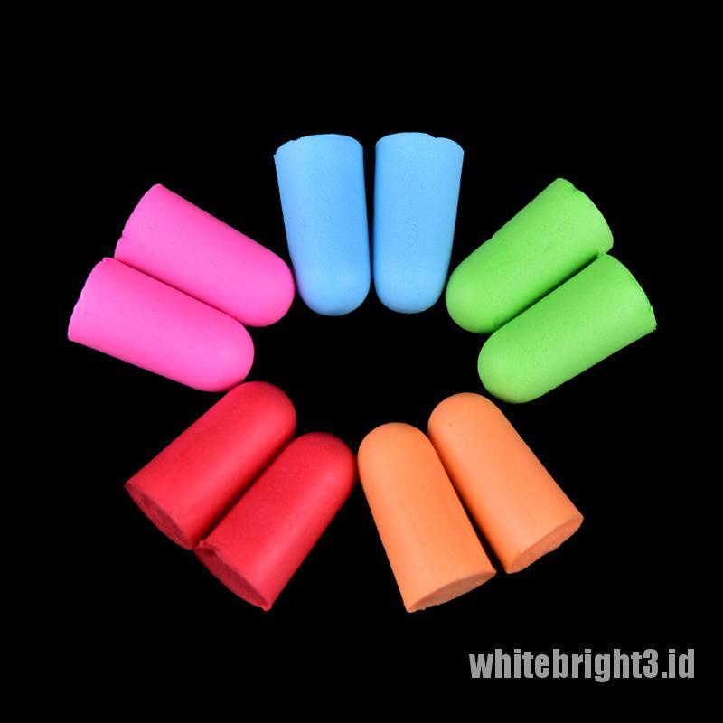 1 Set / 2pcs Earplug Memory Foam Lembut Warna Putih