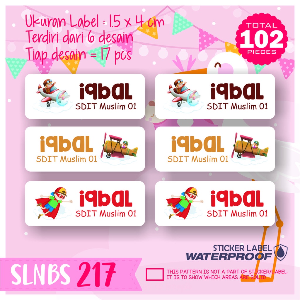 

stiker label nama anak kartun sticker anti air bunga tanaman SLNBS 217