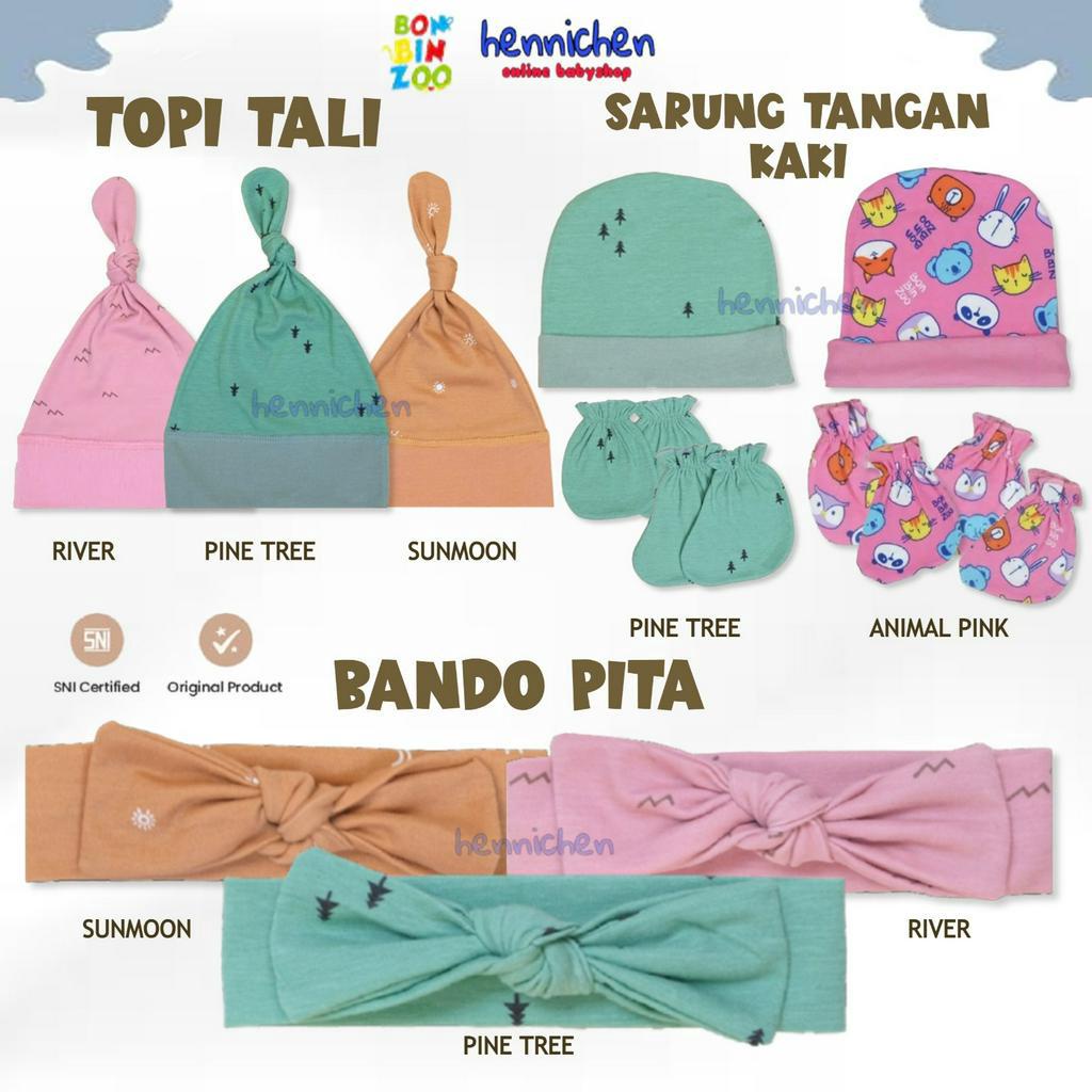 Bonbinzoo 1set topi + sarung tangan + kaki SNI perlengkapan anak / bayi / Topi anak tali / Headband Anak bayi