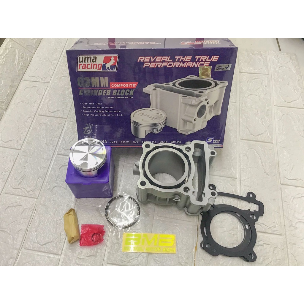 Cylinder block Blok set Uma Racing 63mm Nmax New R15 V3 NVX Aerox 155
