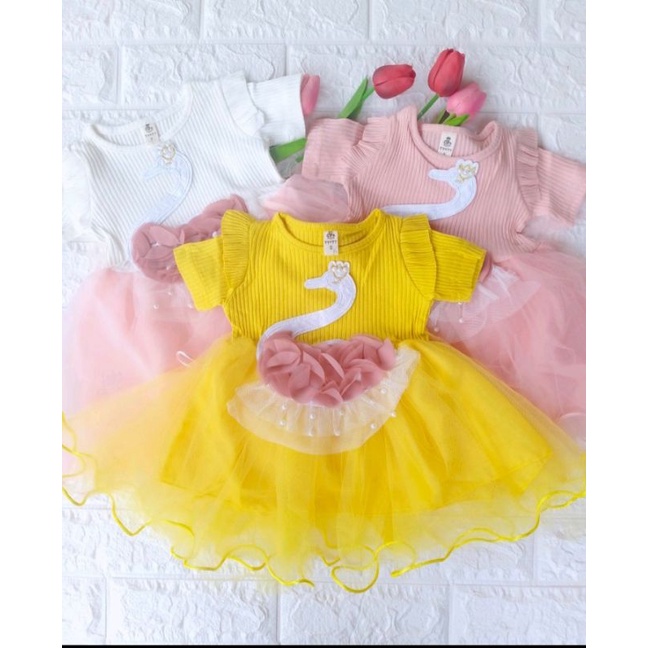 [0-5th] DRESS TUTU ANAK GAUN PESTA DRESS TILE ANAK IMUT MOTIF ANGSA DRESS TUTU ANAK IMPORT PREMIUM