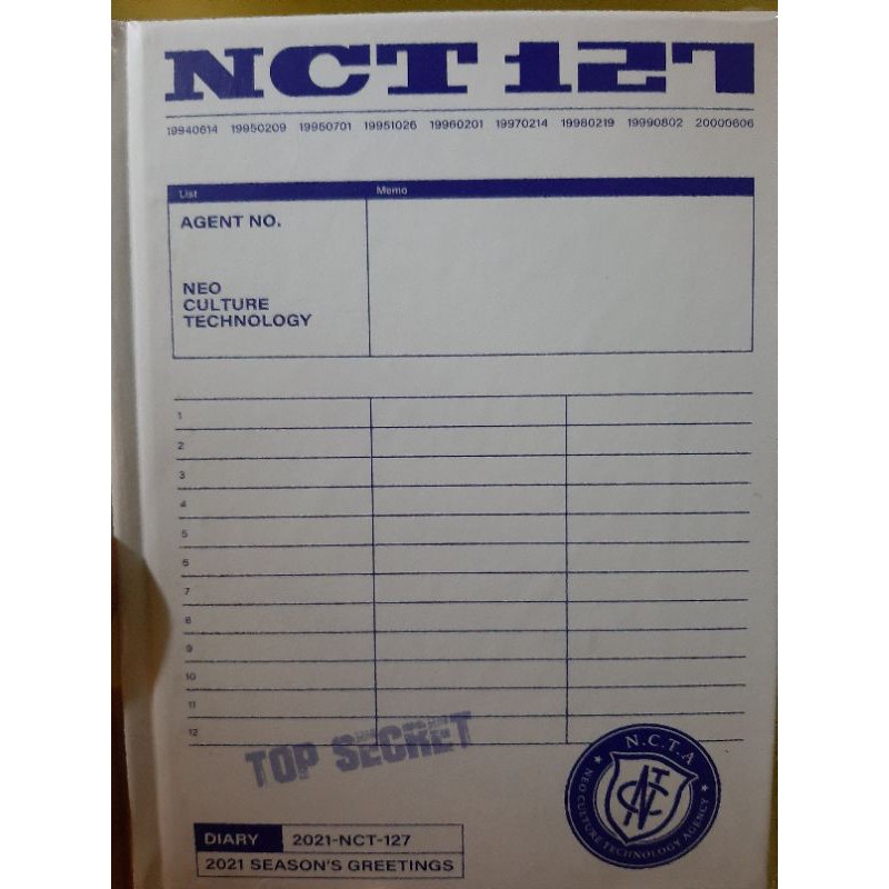 Hardcover diary SG NCT 127