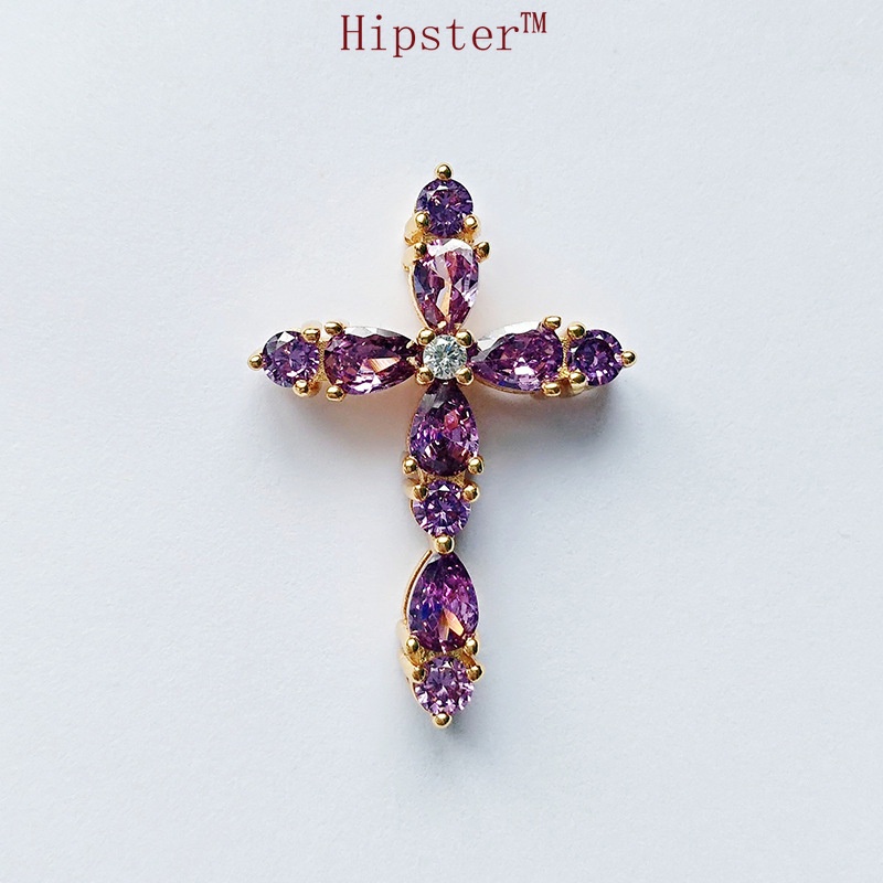 New Hot Fashion Exquisite Natural Amethyst Cross Pendant Necklace