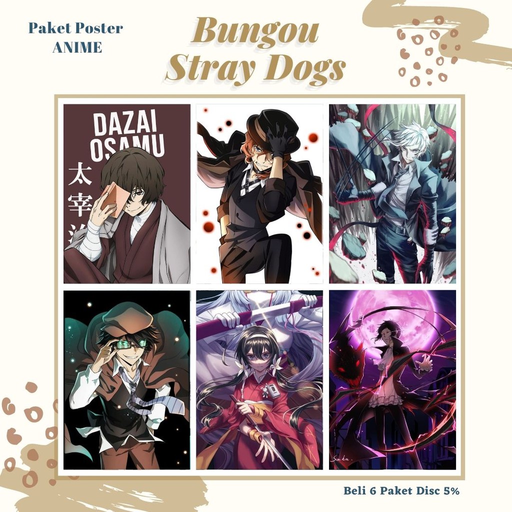 POSTER ANIME #1 (6 pcs) - BISA CUSTOM - POSTER DINDING - POSTER AESTHETIC - ANIME-Bungou Stray Dogs