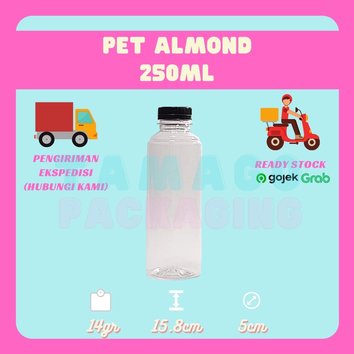 

MURAH Botol Plastik Almond 250ml PET - Hitam