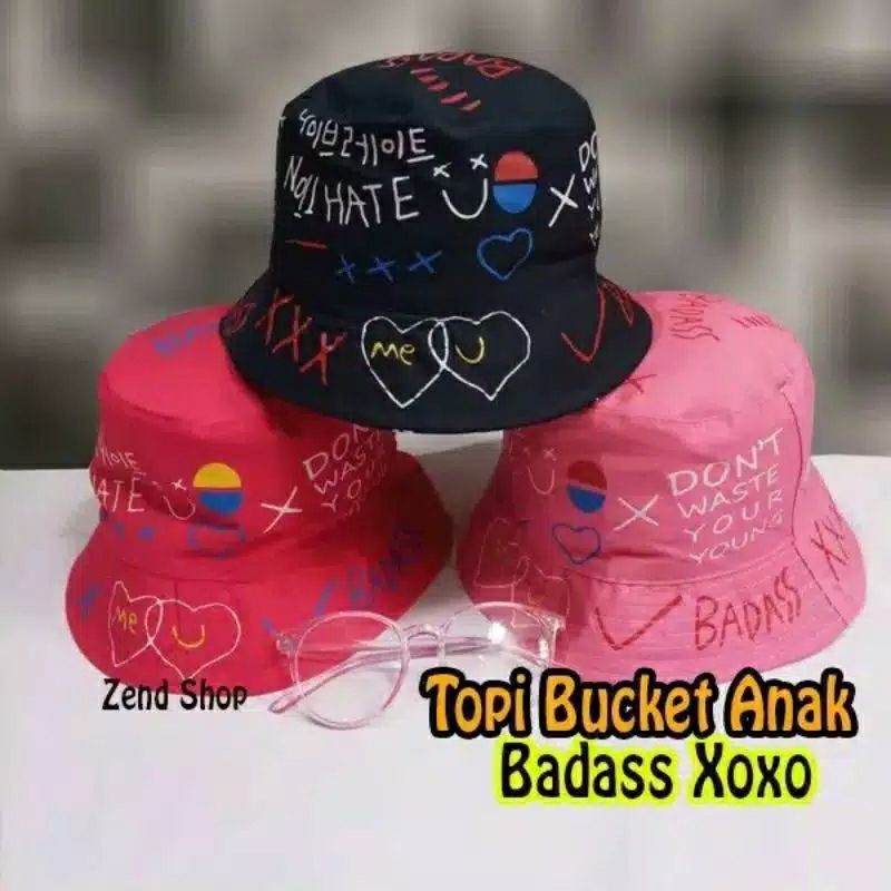 Topi anak / topi bucket motif badas / topi anak korea / bucket kekinian termurah