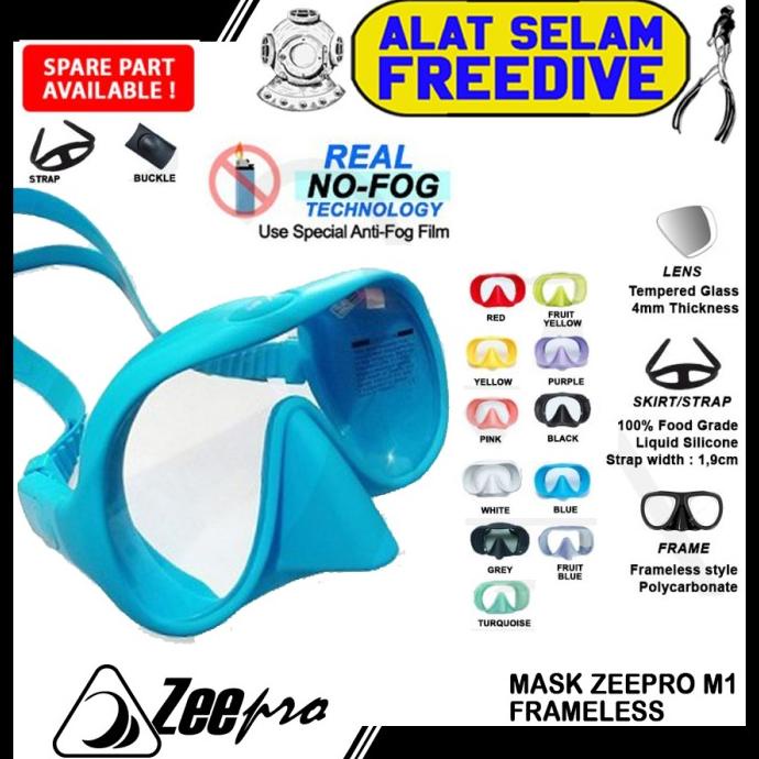 Mask Diving Zeepro M1 Frameless Anti Fog Fogging Masker Selam Copy OMS