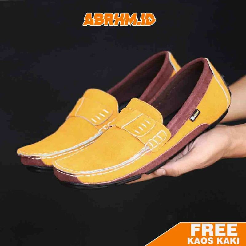 ABRHM x AHARON Sepatu Slip On Pria Sepatu Casual Pria Sepatu Pria Casual Pria Kulit Asli Cowok/Cowo Sepatu Kasual Santai Gaya Keren Kekinian Murah Teraris