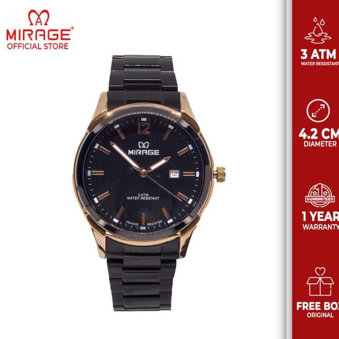 Mirage Jam Tangan Pria 7570M Black/RoseGold