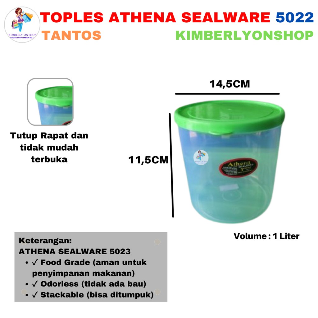 Kimberlyonshop Toples Plastik Athena Sealware 1 Liter 5022 Tantos