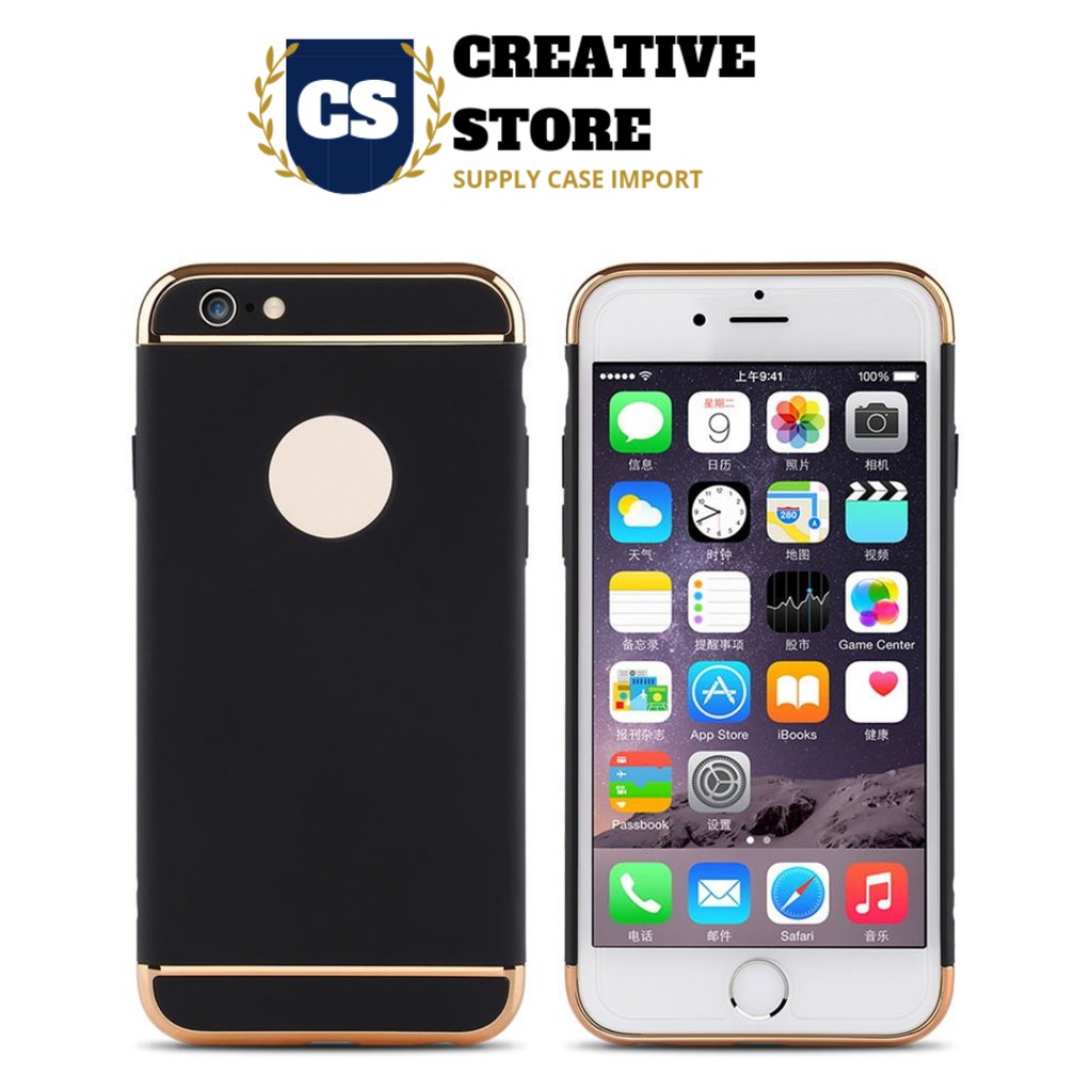 Hardcase Case Plating Iphone 6 6s 7 / 7 Plus / Iphone X Luxury Skin Matte List Gold