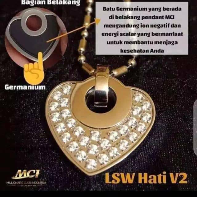 ( ORIGINAL ) Kalung Kesehatan MCI MGI LSW HATI VERSI 2 LSW LOVE GOLD EMAS ALAT TERAPI / ANTI RADIASI