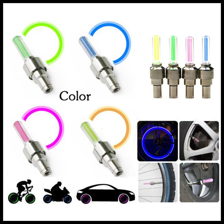 EKSKLUSIF TUTUP PENTIL LED NYALA LAMPU 7 WARNA BAN MOBIL MOTOR SEPEDA (TP7W) !!!!