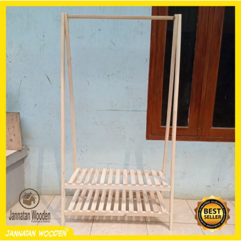 Rak gantung baju kayu Rak gantung celana 2 susun Rak serbaguna Rak gantung minimalis