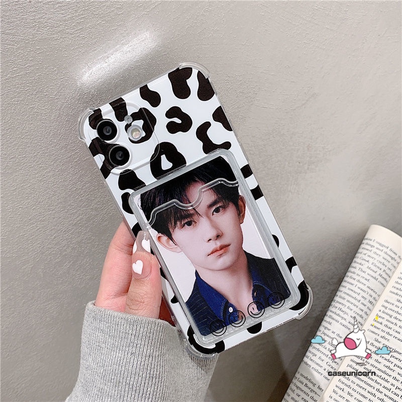 Case Dompet Kartu Bening Motif Leopard Untuk iPhone 14 7 6 plus 11 12 13 14 pro Max 6s 8 plus X XR XS Max SE