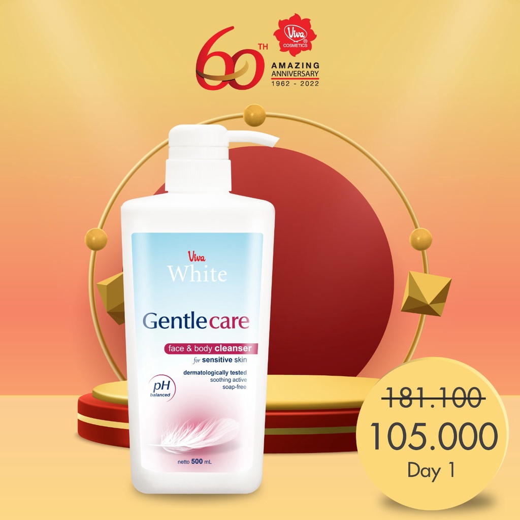 Gentle Care Face &amp; Body Cleanser 500 ML Viva Expired 08/23 atau Expired 10/23