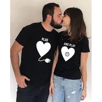 MYSTIQUE.ID-BAJU KAOS COUPLE PLUG&amp;PLAY T-SHIRT LUCU DAN AESTHETIC