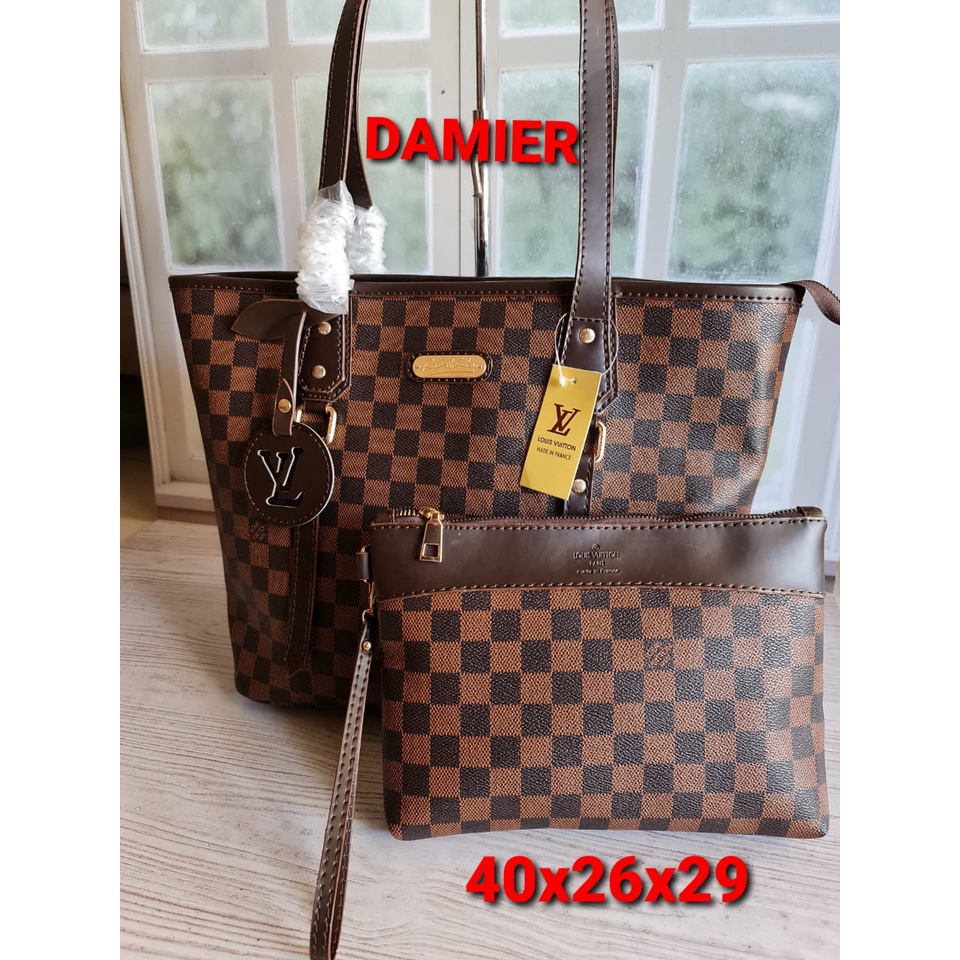 Totebag Wanita Lv Mono Damir Size 40 Bahan Leather Waterproof  Branded High Quality