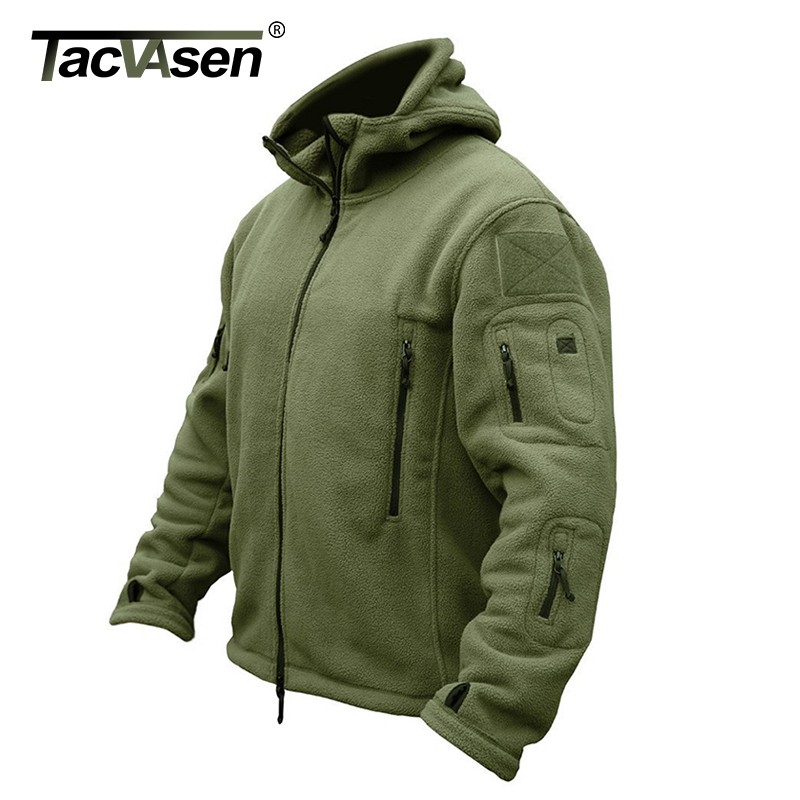 MURAH TACVASEN Winter Airsoft Military Jacket Men Fleece Army Tactical Jacket Thermal Hooded