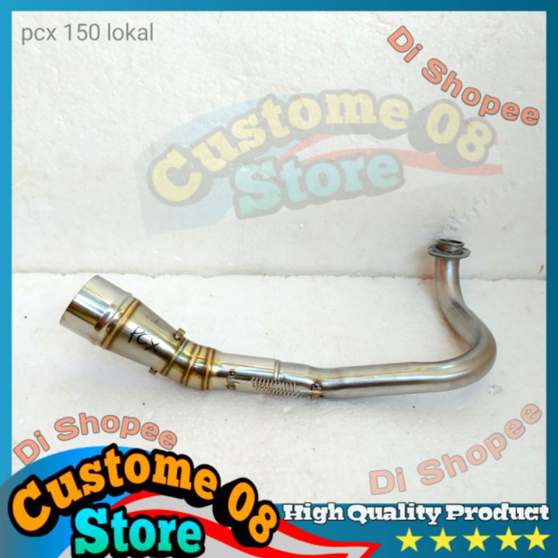 Pipa leher knalpot racing vario 125 vario 150 pcx lokal 150 jalur atas samping semi stenlis inlet 50