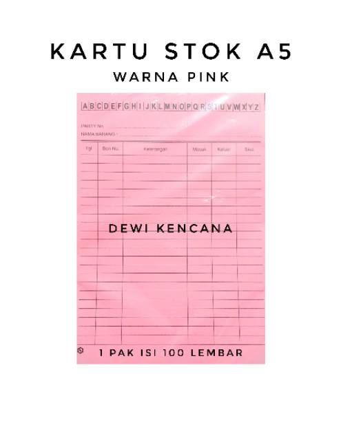 

Kartu Stok Barang A5 1 Pak isi 100 Lembar Warna Putih,Pink,Biru, Hijau, Kuning