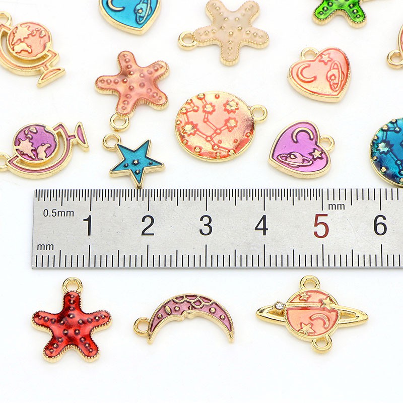 Hbid Glory 26Pcs / Set Liontin Bentuk Planet / Bintang Bahan Alloy Untuk DIY Perhiasan / Craft