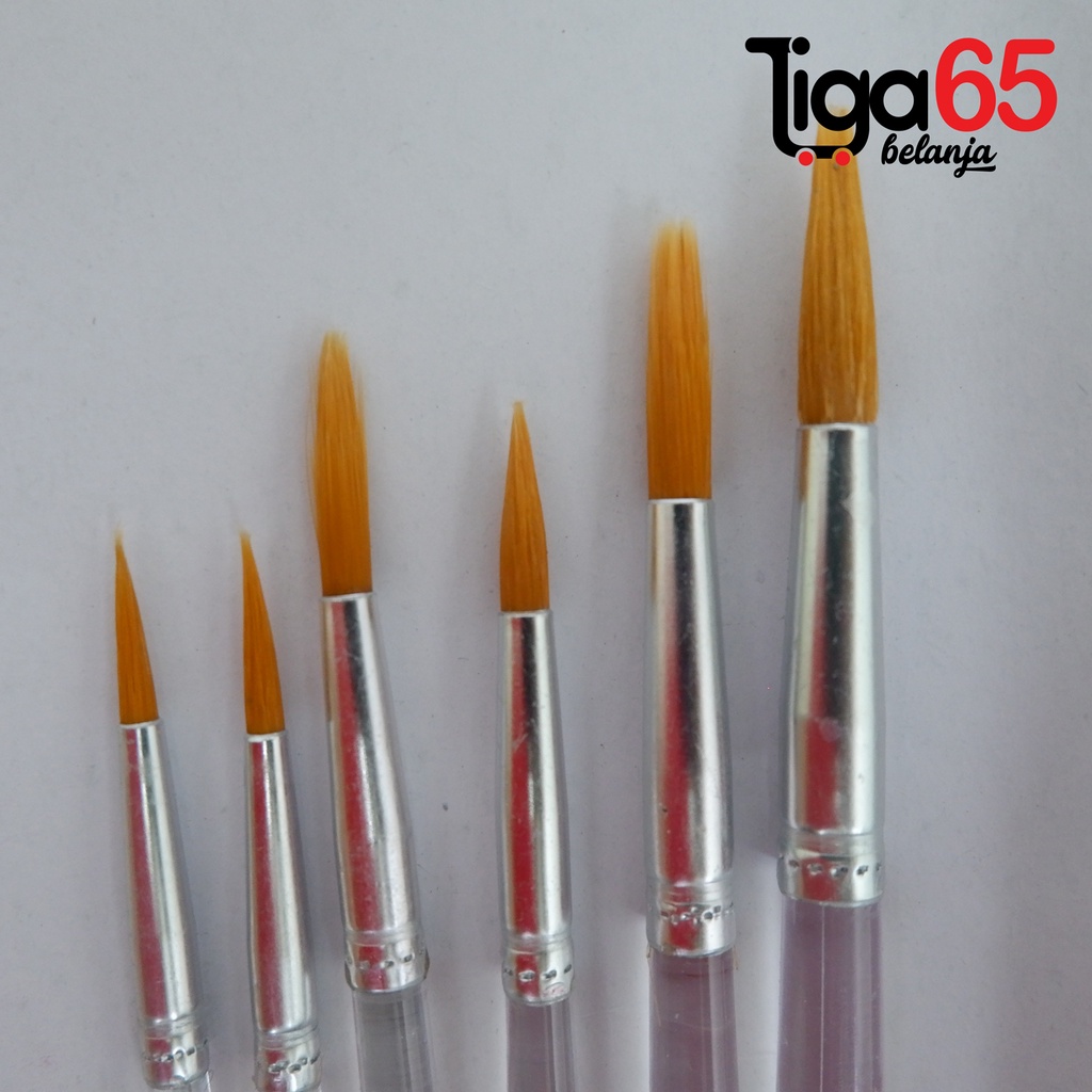 365 KUAS B-2 #40248 (6PCS/SET) Set Kuas Lukis / Brush / Kuas Cat Transparan