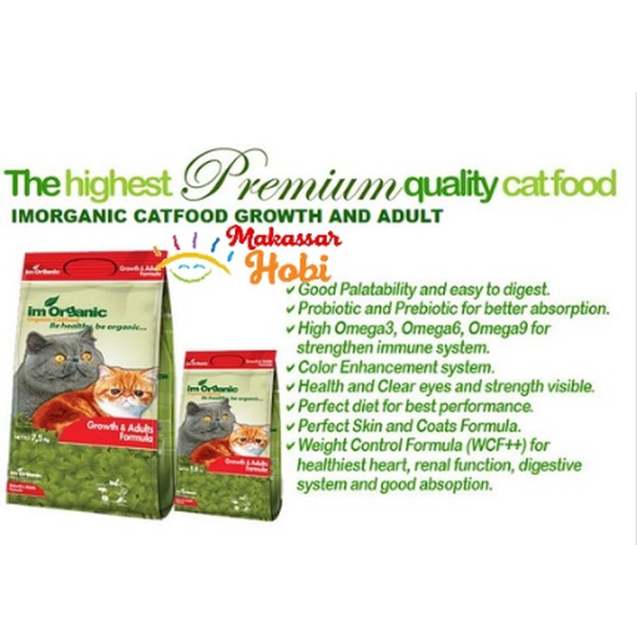 Im Organic Growth &amp; Adult 7,5kg IMO GA Makanan Kucing Organik 7.5kg