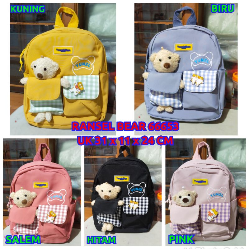 Tas ransel anak bear 11255 UK 30 x 10 x 23 cm / 66653 import UK 31 x 11 x 23 cm fashion anak perempuan TK SD