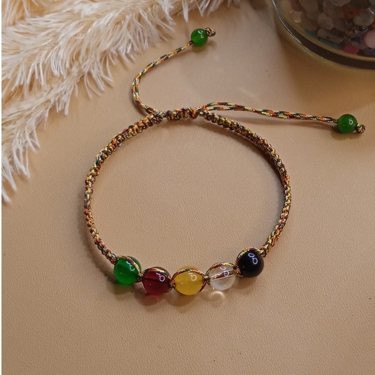 Gelang Anyam Batu Lima Warna