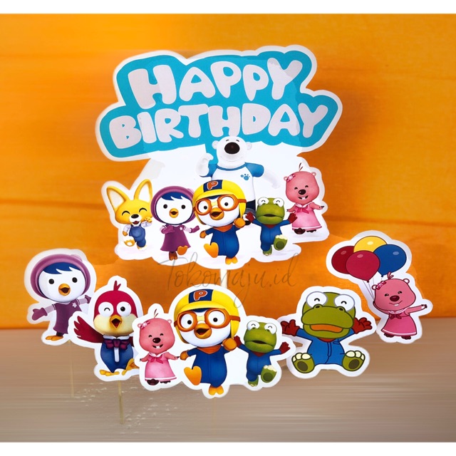 Topper Kue Happy Birthday Pororo / Topper Kue Ulang Tahun Pororo