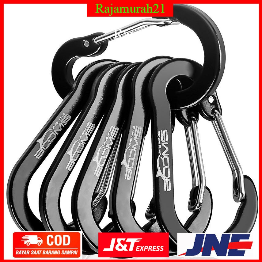 PROMO ACOMPS Gantungan Karabiner Aluminium Alloy Snap Clip Lock 6 PCS  - Black