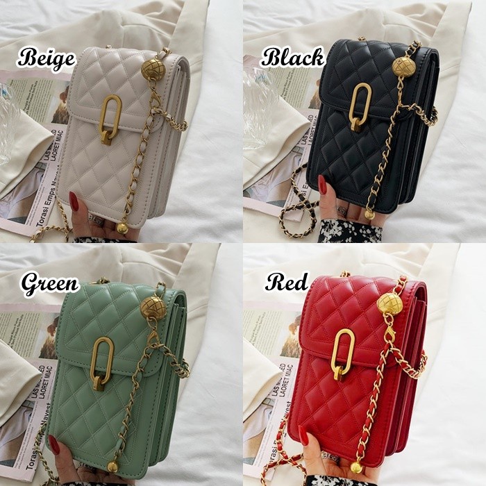 tas hp wanita selempang Phone Bag GD41970 Tas Selempang Mini Rantai HP Quilted Wanita t - Hitam Q9U6