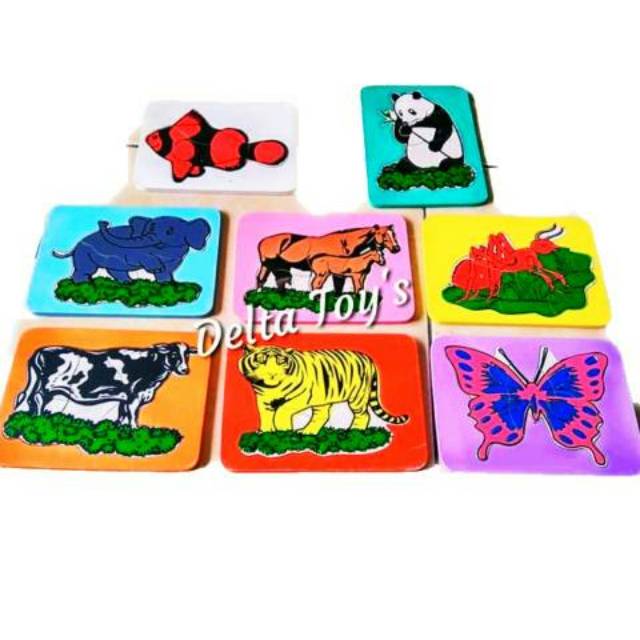 Mainan Anak Edukasi puzzel Hewan isi 8 kado ultah ulang tahun anak laki perempuan bayi balita paud