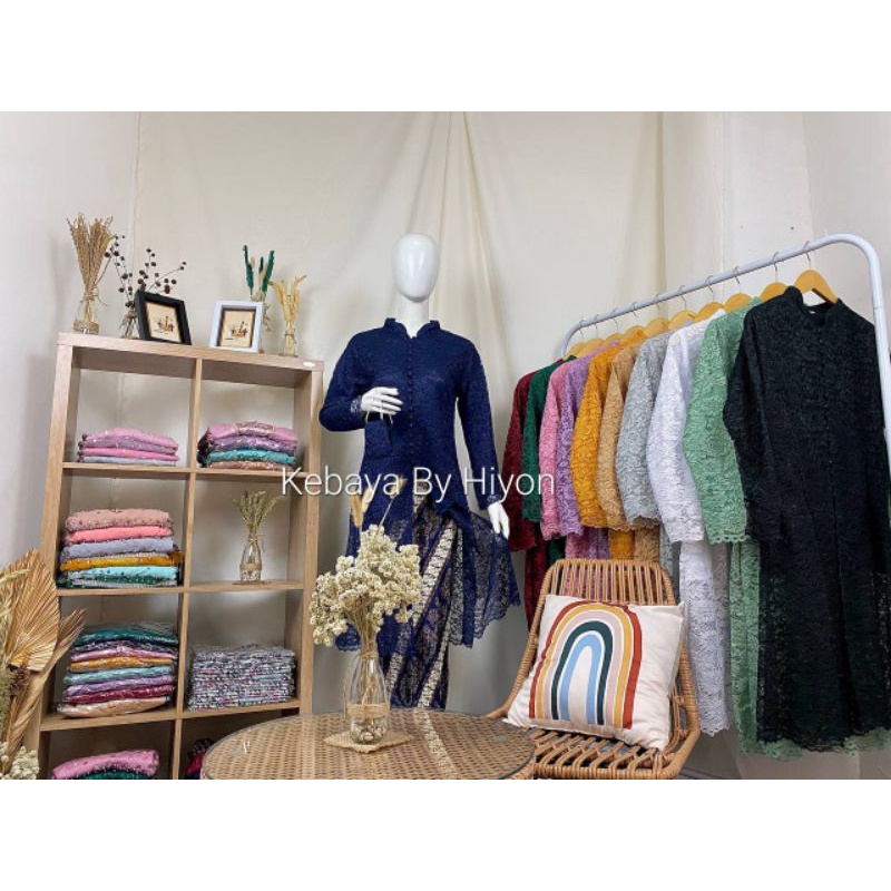 Kebaya Tunik Brukat Busui Kancing Depan Baju Ibu Besan Pesta Kondangan Wanita Modern