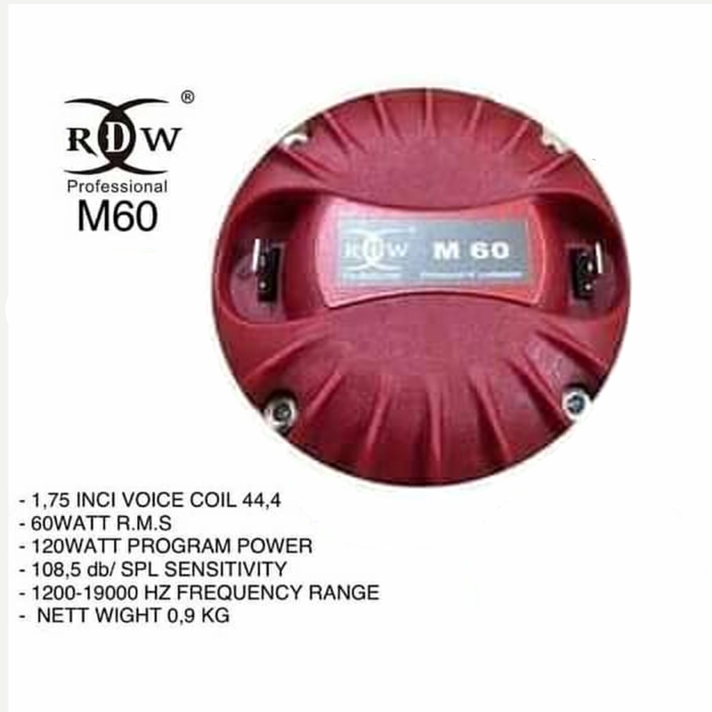 KOMPONEN DRIVER TWEETER RDW M60 NEODYNIUM MAGNET RDW M 60