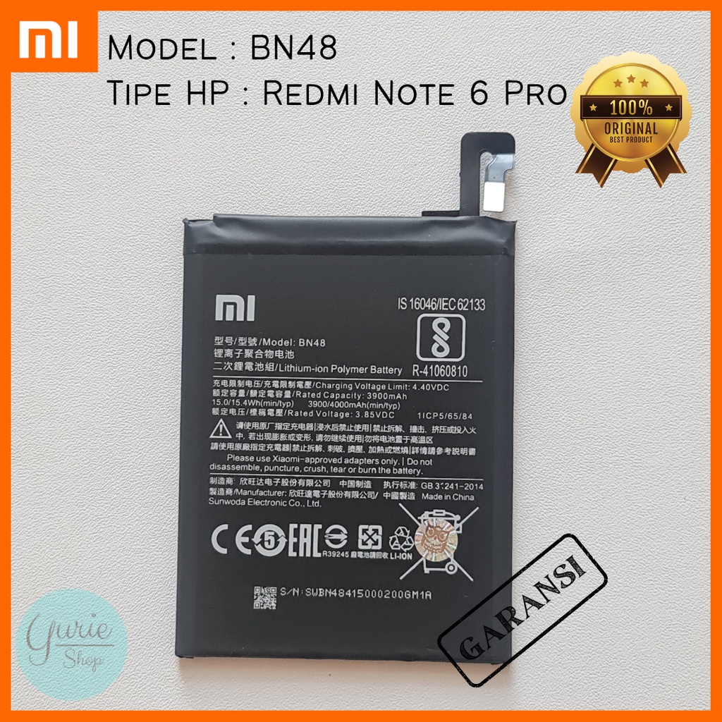 BATERAI BATTERY BATRE XIAOMI REDMI NOTE 6 PRO BN48 ORIGINAL