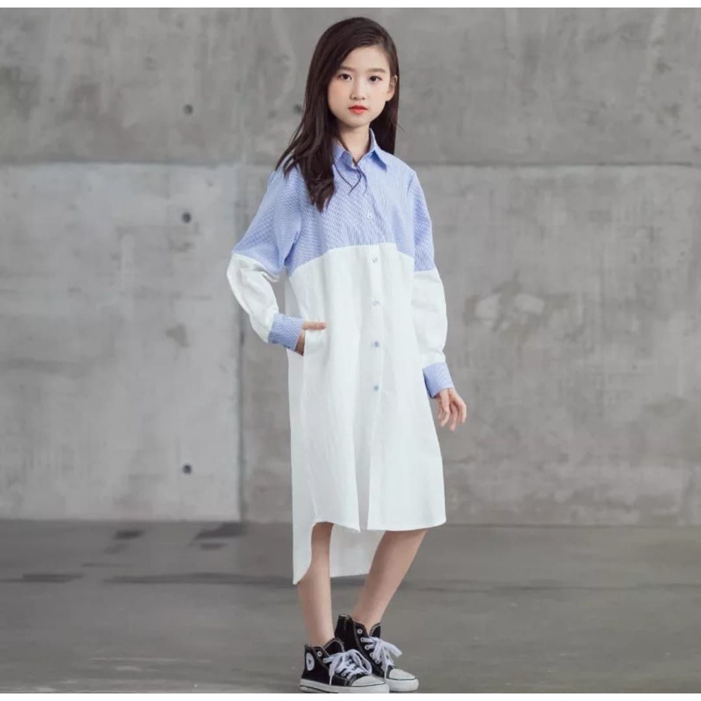 [kids tine RO]Kemeja Dress Anak Katun White