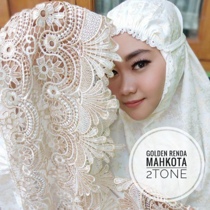 MUKENA DEWASA MUKENAH KATUN PREMIUM MUKNH MOTIF BORDIR MEWAH RENDA MAHKOTA PRADA 2TONE JILBAB PUTIH 