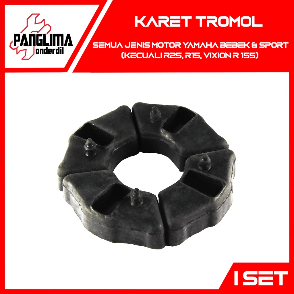 Karet Tromol Motor Yamaha Bebek-Sport Jupiter-Z-Z1-Burhan-Salib-MX-135-New &amp; Vega-R-ZR-RR &amp; Force 1-F1ZR-F1 ZR-Force FI &amp; Crypton &amp; Vixion &amp; RX King &amp; Scorpio Bantalan-Damper-Peredam-Ganjal Gear-Gir-Gigi Roda Belakang