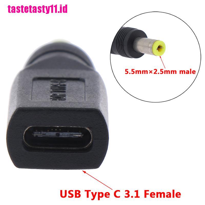 【TTID】1pc USB 3.1 Type C USB-C Female to 5.5mm x 2.5mm Male DC Power Charging A