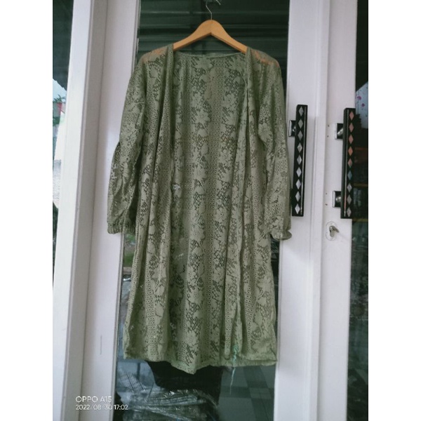 Kardigan brukat/promo long outer brukat/outer cardy wanita-Sage green