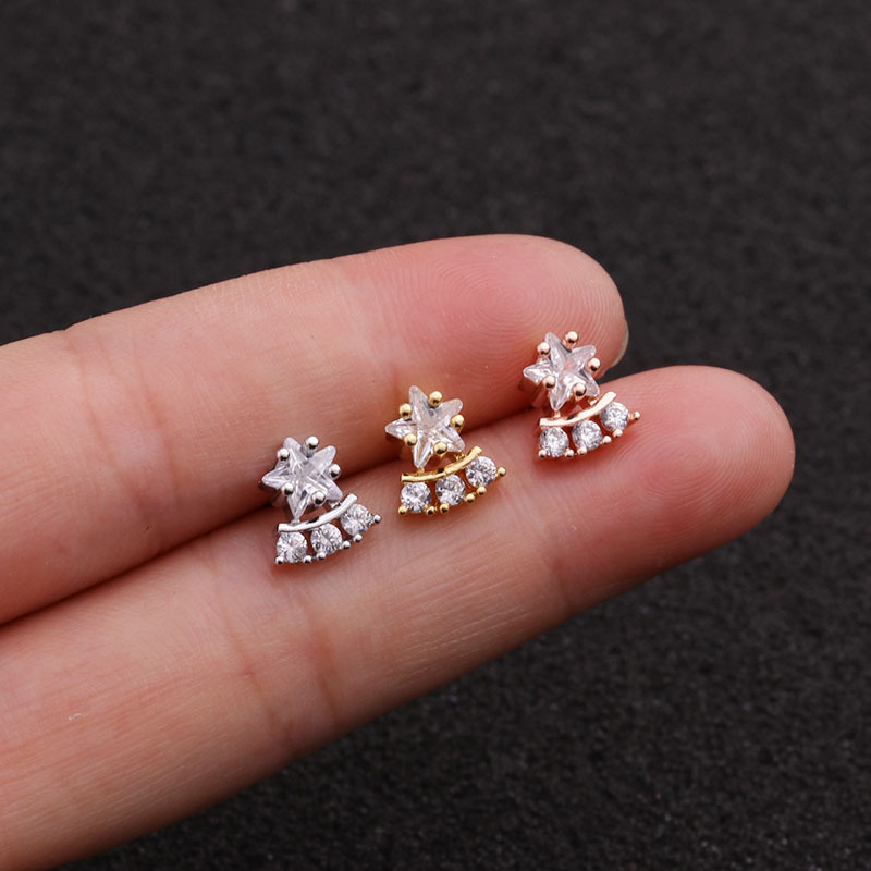 1pc Anting Bentuk Bintang Miniatur Bahan Logam Gaya Korea Untuk Wanita