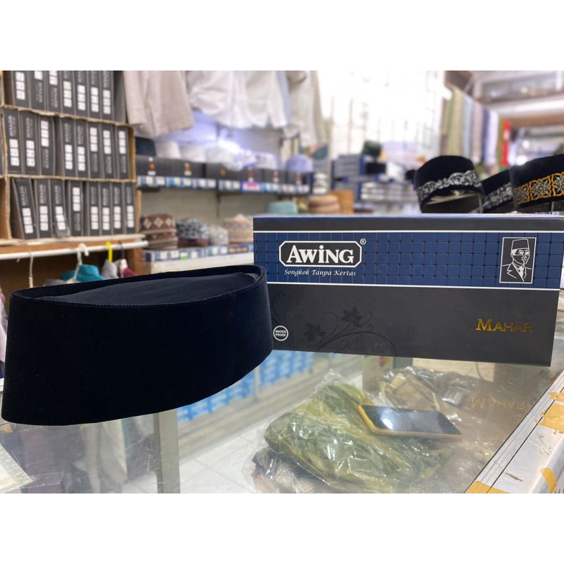 SONGKOK AWING MAHAR | KOPYAH/PECI HITAM AWING MAHAR ORIGINAL