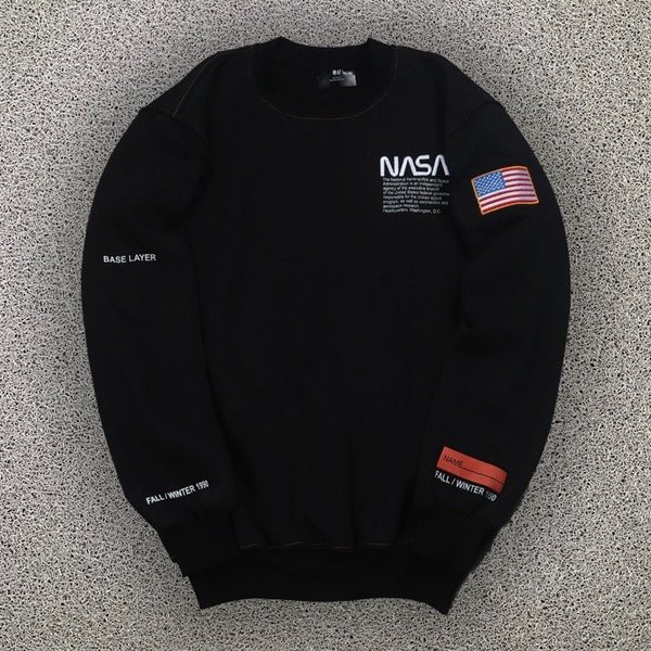 Unik CARDIGAN SWEATER CREWNECK HERON PRESTON X NASA FLAG BLACK TERLARIS terbaik