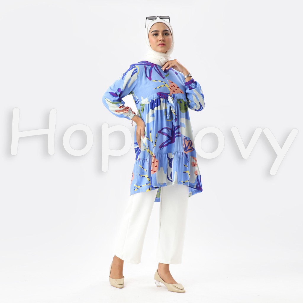 HOPYLOVY Tunik Jumbo Wanita Lengan Panjang bahan Katun Viscose Milanda